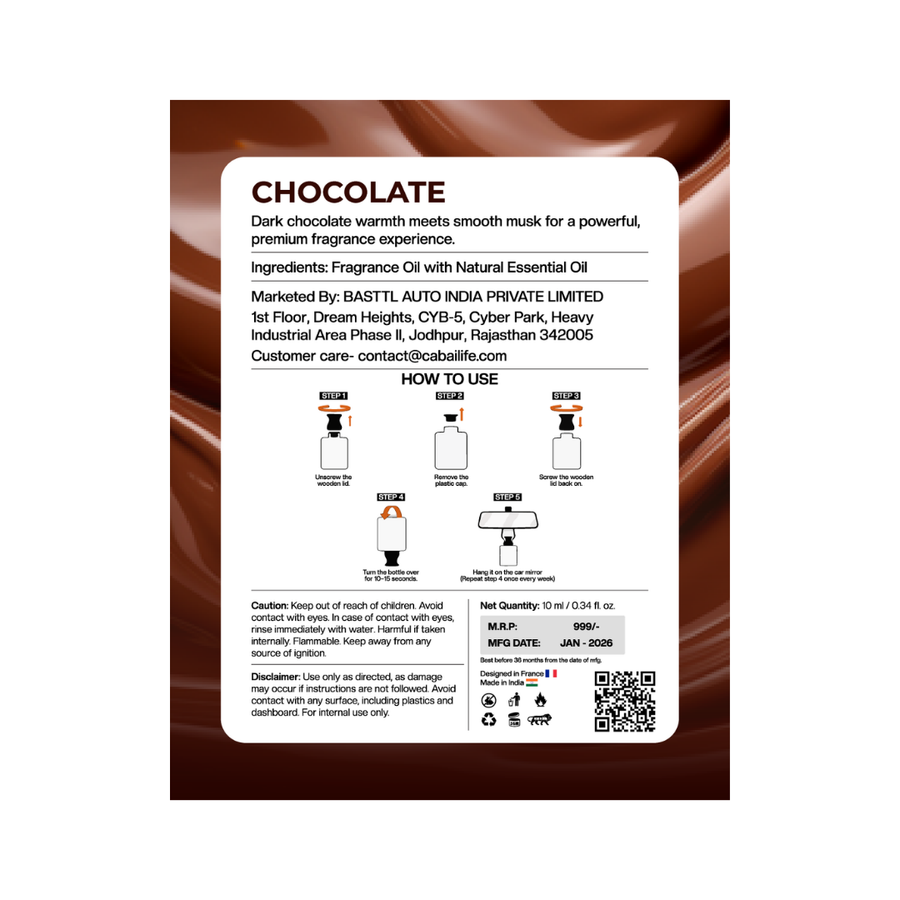 Cabai's Chocolate fragrance Premium Car Perfume Hanging Pod, 10 ML – view 5