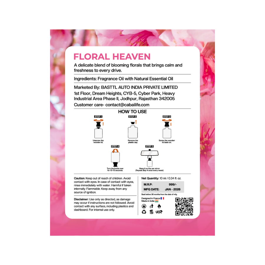 Cabai's Floral Heaven fragrance Premium Car Perfume Hanging Pod, 10 ML – view 5