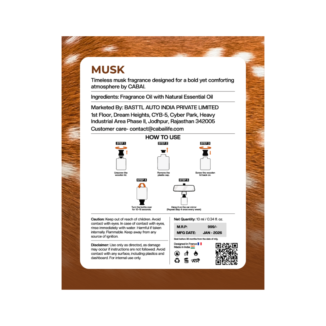 Cabai's Musk Premium Car Perfume Hanging Pod, 10 ML