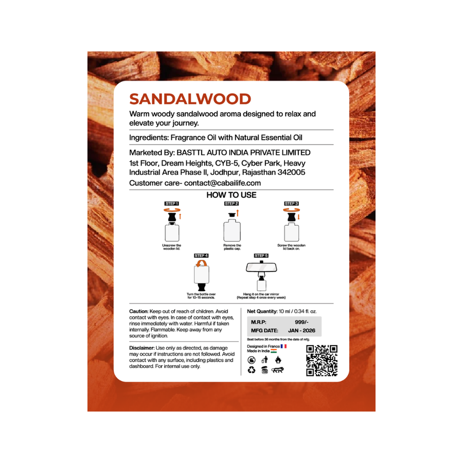 Cabai's Sandalwood Premium Car Perfume Hanging Pod, 10 ML – view 5