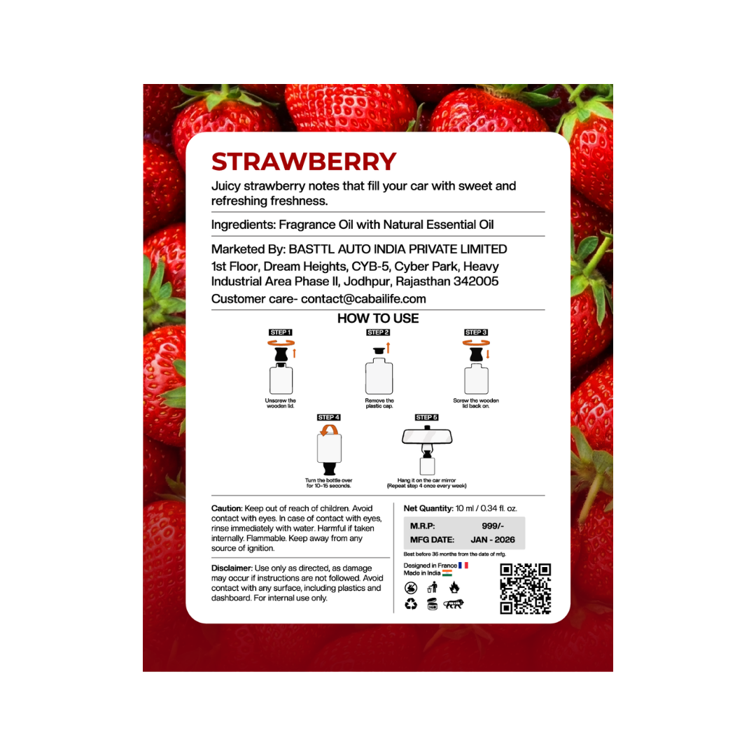 Cabai's Strawberry Premium Car Perfume Hanging Pod, 10 ML