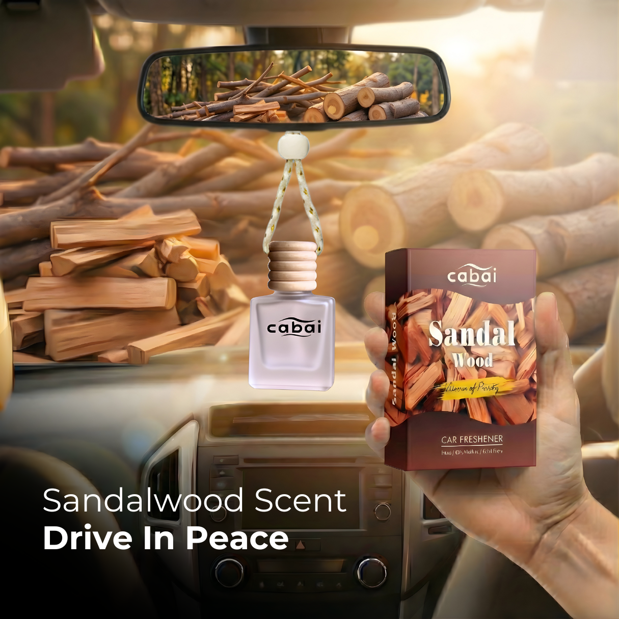 Cabai's Sandalwood Premium Car Perfume Hanging Pod, 10 ML